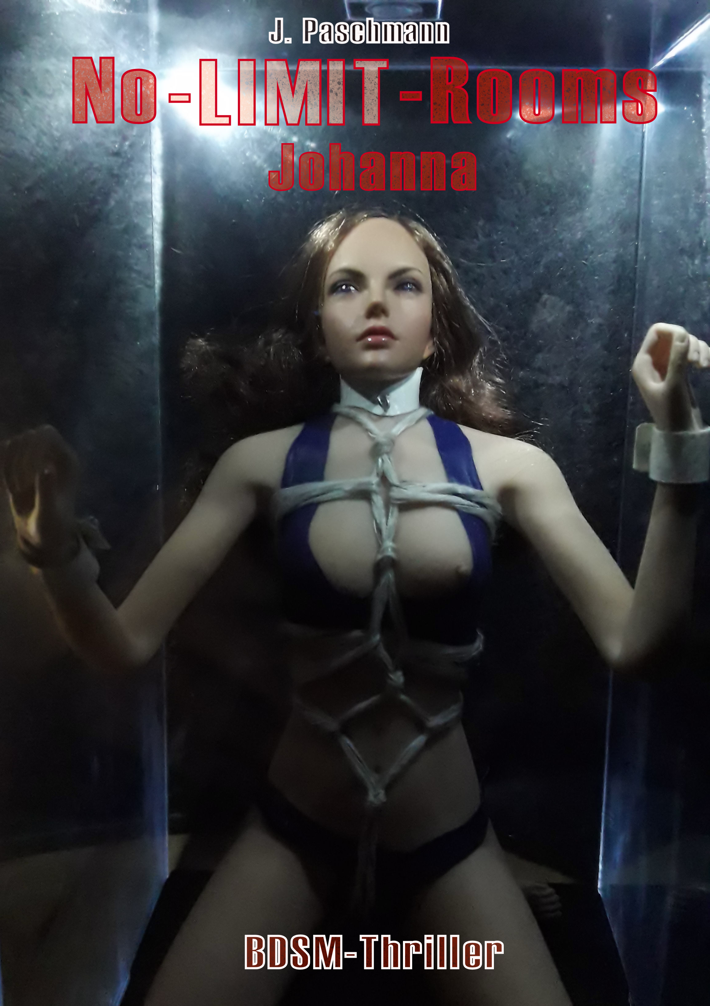 No-LIMIT-Rooms 7 Johanna, gefesselte Sklavin in blauem Latex